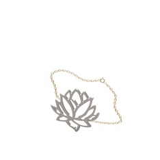 Lotus Çiçeği Bilezik - 8 ayar beyaz altın bilezik (40 cm altın rolo zincir) #1soqmqf