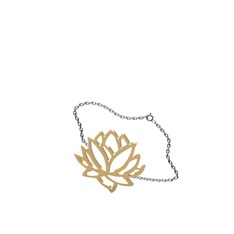 Lotus Çiçeği Bilezik - 8 ayar altın bilezik (40 cm gümüş rolo zincir) #c00qla