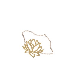 Lotus Çiçeği Bilezik - 14 ayar altın bilezik (40 cm gümüş rolo zincir) #c60irc