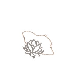 Lotus Çiçeği Bilezik - 925 ayar gümüş bilezik (40 cm rose altın rolo zincir) #xwc3e1