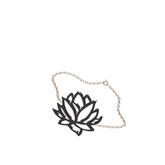Lotus Çiçeği Bilezik - 925 ayar siyah rodyum kaplama gümüş bilezik (40 cm gümüş rolo zincir) #yg0nrr