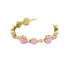 Neva Çiçek Bilezik - Pembe kuvars 18 ayar altın bilezik #1a271r2