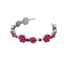 Neva Çiçek Bilezik - Kök yakut 925 ayar gümüş bilezik #1l0dj3k