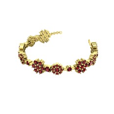 Neva Çiçek Bilezik - Garnet 14 ayar altın bilezik #by56uc