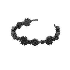 Neva Çiçek Bilezik - Siyah zirkon 925 ayar siyah rodyum kaplama gümüş bilezik #rpvj41