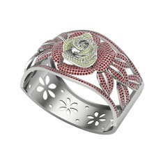 Peridot ve garnet 18 ayar beyaz altın bilezik