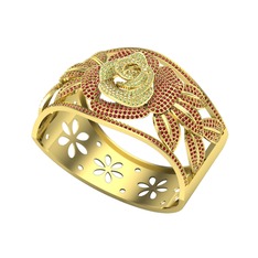 Taşlı Gül Bilezik - Peridot ve garnet 14 ayar altın bilezik #113jzj1