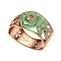 Taşlı Gül Bilezik - Kök zümrüt 14 ayar rose altın bilezik #11jq0c2