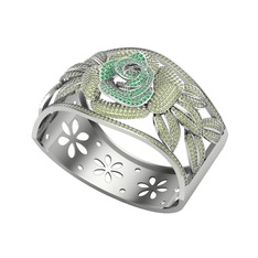 Taşlı Gül Bilezik - Yeşil kuvars ve peridot 925 ayar gümüş bilezik #11qjko4