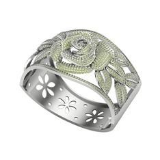 Taşlı Gül Bilezik - Peridot 925 ayar gümüş bilezik #12pebrf