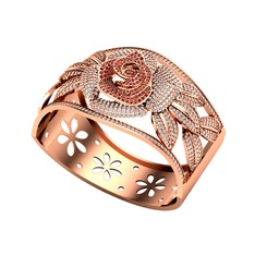 Taşlı Gül Bilezik - Garnet ve beyaz zirkon 925 ayar rose altın kaplama gümüş bilezik #12um1ad