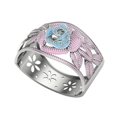 Taşlı Gül Bilezik - Akuamarin ve pembe kuvars 925 ayar gümüş bilezik #13rx6dl