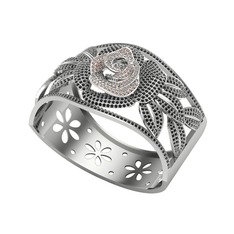 Dumanlı kuvars ve siyah zirkon 14 ayar beyaz altın bilezik