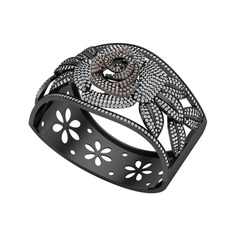 Taşlı Gül Bilezik - Dumanlı kuvars ve swarovski 925 ayar siyah rodyum kaplama gümüş bilezik #15uj5gp
