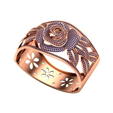 Taşlı Gül Bilezik - Ametist ve lab safir 14 ayar rose altın bilezik #17oyerg