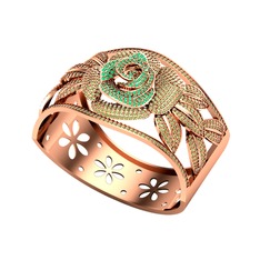 Taşlı Gül Bilezik - Kök zümrüt ve peridot 925 ayar rose altın kaplama gümüş bilezik #18pkahd