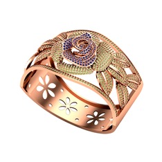 Lab safir ve peridot 925 ayar rose altın kaplama gümüş bilezik