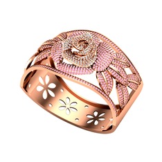 Taşlı Gül Bilezik - Swarovski ve pembe kuvars 8 ayar rose altın bilezik #1cnpsvo