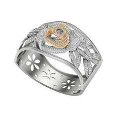 Sitrin ve swarovski 14 ayar beyaz altın bilezik