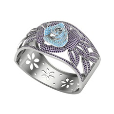 Taşlı Gül Bilezik - Akuamarin ve ametist 925 ayar gümüş bilezik #1djzasc