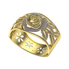 Taşlı Gül Bilezik - Siyah zirkon ve lab safir 14 ayar altın bilezik #1f4zd8s