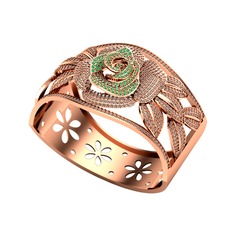 Taşlı Gül Bilezik - Yeşil kuvars ve dumanlı kuvars 8 ayar rose altın bilezik #1f5uztm