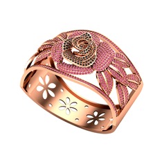 Taşlı Gül Bilezik - Siyah zirkon ve rodolit garnet 8 ayar rose altın bilezik #1ffzpz3