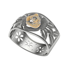 Taşlı Gül Bilezik - Sitrin ve siyah zirkon 925 ayar gümüş bilezik #1g9xtvk