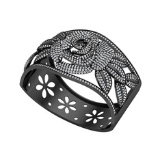 Taşlı Gül Bilezik - Swarovski ve beyaz zirkon 925 ayar siyah rodyum kaplama gümüş bilezik #1i1zpc7