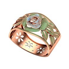 Akuamarin ve yeşil kuvars 18 ayar rose altın bilezik