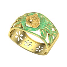 Taşlı Gül Bilezik - Sitrin ve kök zümrüt 8 ayar altın bilezik #1imrfhe