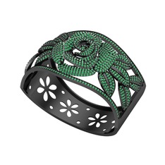 Yeşil kuvars 925 ayar siyah rodyum kaplama gümüş bilezik