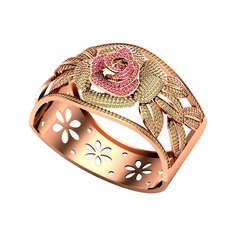 Taşlı Gül Bilezik - Rodolit garnet ve peridot 8 ayar rose altın bilezik #1llq0ct