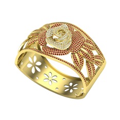 Taşlı Gül Bilezik - Swarovski ve garnet 18 ayar altın bilezik #1mg7e3a