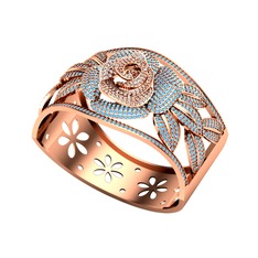 Taşlı Gül Bilezik - Swarovski ve akuamarin 925 ayar rose altın kaplama gümüş bilezik #1nbm8