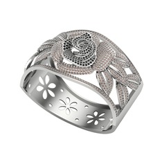 Siyah zirkon ve dumanlı kuvars 18 ayar beyaz altın bilezik