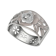 Taşlı Gül Bilezik - Swarovski ve dumanlı kuvars 18 ayar beyaz altın bilezik #1ocxb75