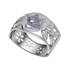 Taşlı Gül Bilezik - Lab safir ve swarovski 14 ayar beyaz altın bilezik #1q2orlm