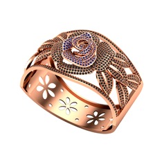 Lab safir ve siyah zirkon 18 ayar rose altın bilezik