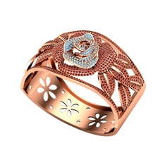 Taşlı Gül Bilezik - Akuamarin ve garnet 925 ayar rose altın kaplama gümüş bilezik #1qphoch