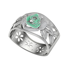 Taşlı Gül Bilezik - Kök zümrüt ve pırlanta 18 ayar beyaz altın bilezik (7.15 karat) #1t5y7nx