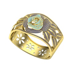 Taşlı Gül Bilezik - Akuamarin ve lab safir 18 ayar altın bilezik #1u5zr3t