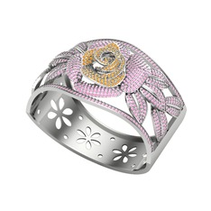 Taşlı Gül Bilezik - Sitrin ve pembe kuvars 925 ayar gümüş bilezik #1udft7b