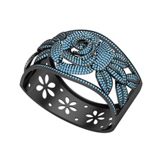 Akuamarin 925 ayar siyah rodyum kaplama gümüş bilezik