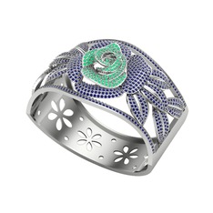 Taşlı Gül Bilezik - Kök zümrüt ve lab safir 925 ayar gümüş bilezik #1v2l0wc