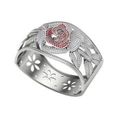 Garnet ve beyaz zirkon 8 ayar beyaz altın bilezik