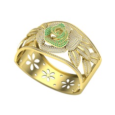 Yeşil kuvars ve swarovski 18 ayar altın bilezik