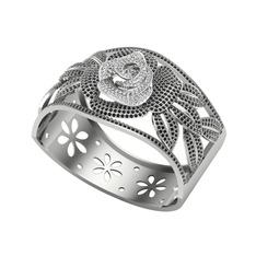 Taşlı Gül Bilezik - Swarovski ve siyah zirkon 14 ayar beyaz altın bilezik #1y0i9zh