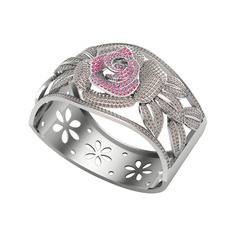 Taşlı Gül Bilezik - Rodolit garnet ve dumanlı kuvars 925 ayar gümüş bilezik #1z11fjn