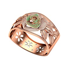 Taşlı Gül Bilezik - Yeşil kuvars ve swarovski 925 ayar rose altın kaplama gümüş bilezik #29izo9